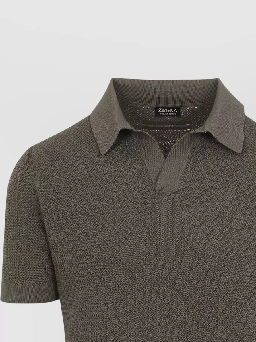 Zegna Cotton V-Neck Short-Sleeve Polo Shirt
