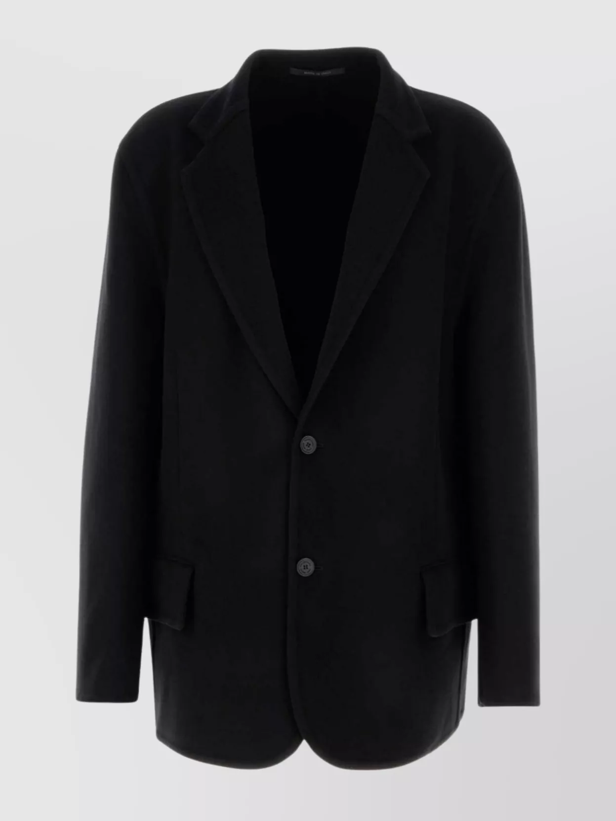 Balenciaga Flannel Blazer With Notch Lapel And Pockets In Black