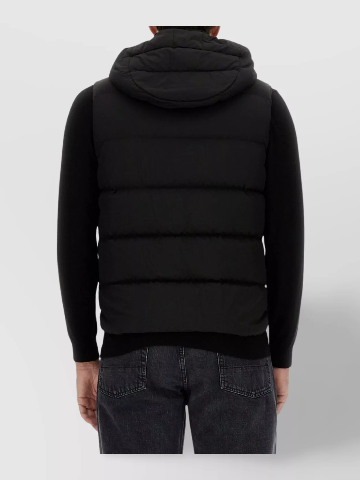 Moorer Hooded Padded Sleeveless Coat Front Pockets