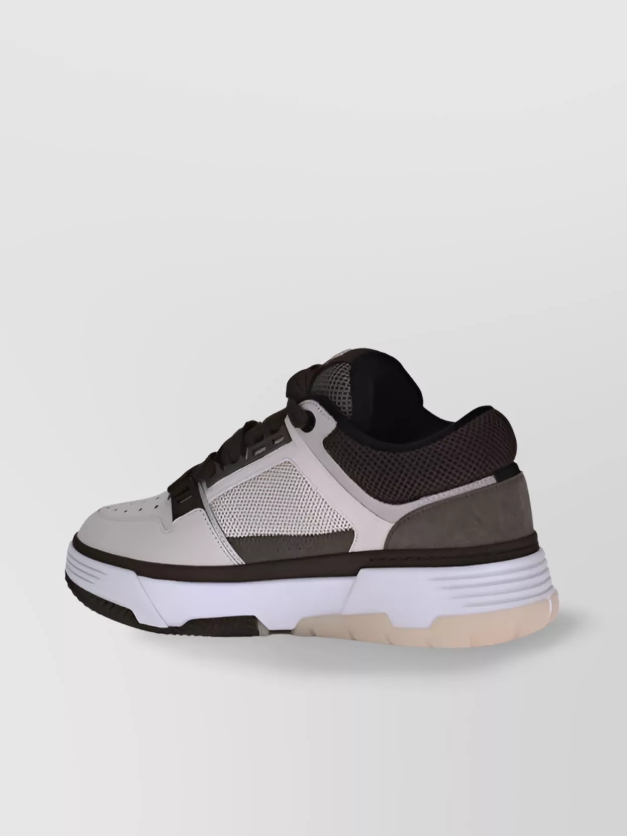 Amiri Brown Low Top Sneakers With Logo Detail On The Side And Mesh Panels In Gray