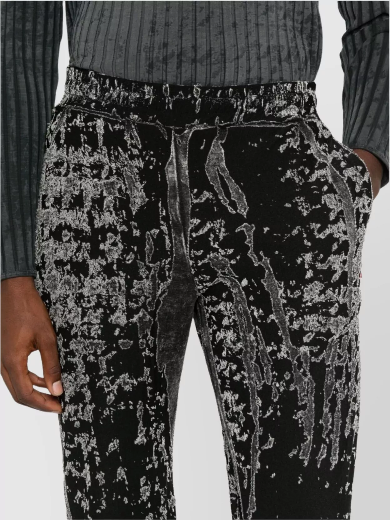 Diesel Wide Leg Velvet Trousers With Side Pockets