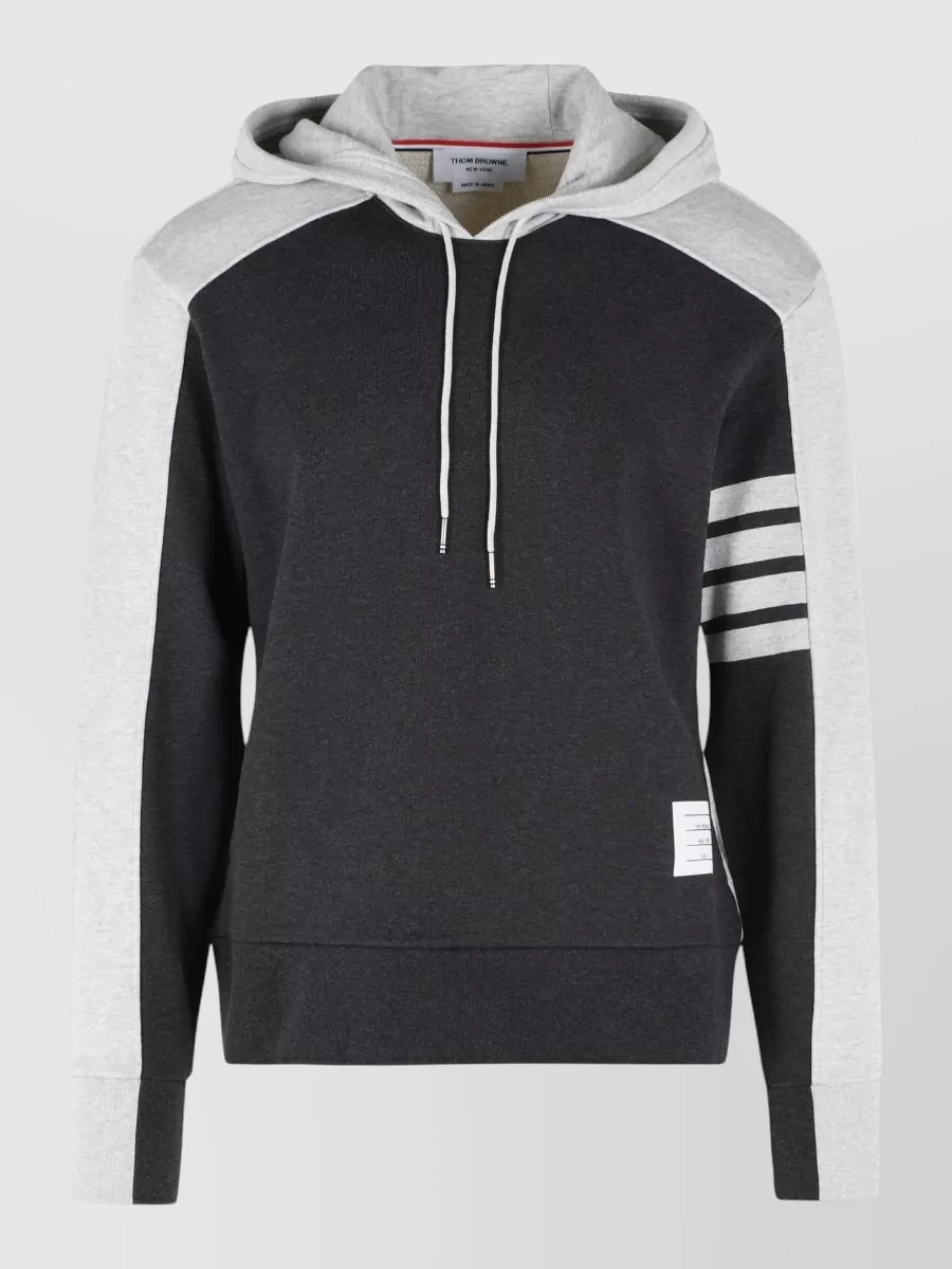 Thom Browne cotton colorblock hooded sweatshirt