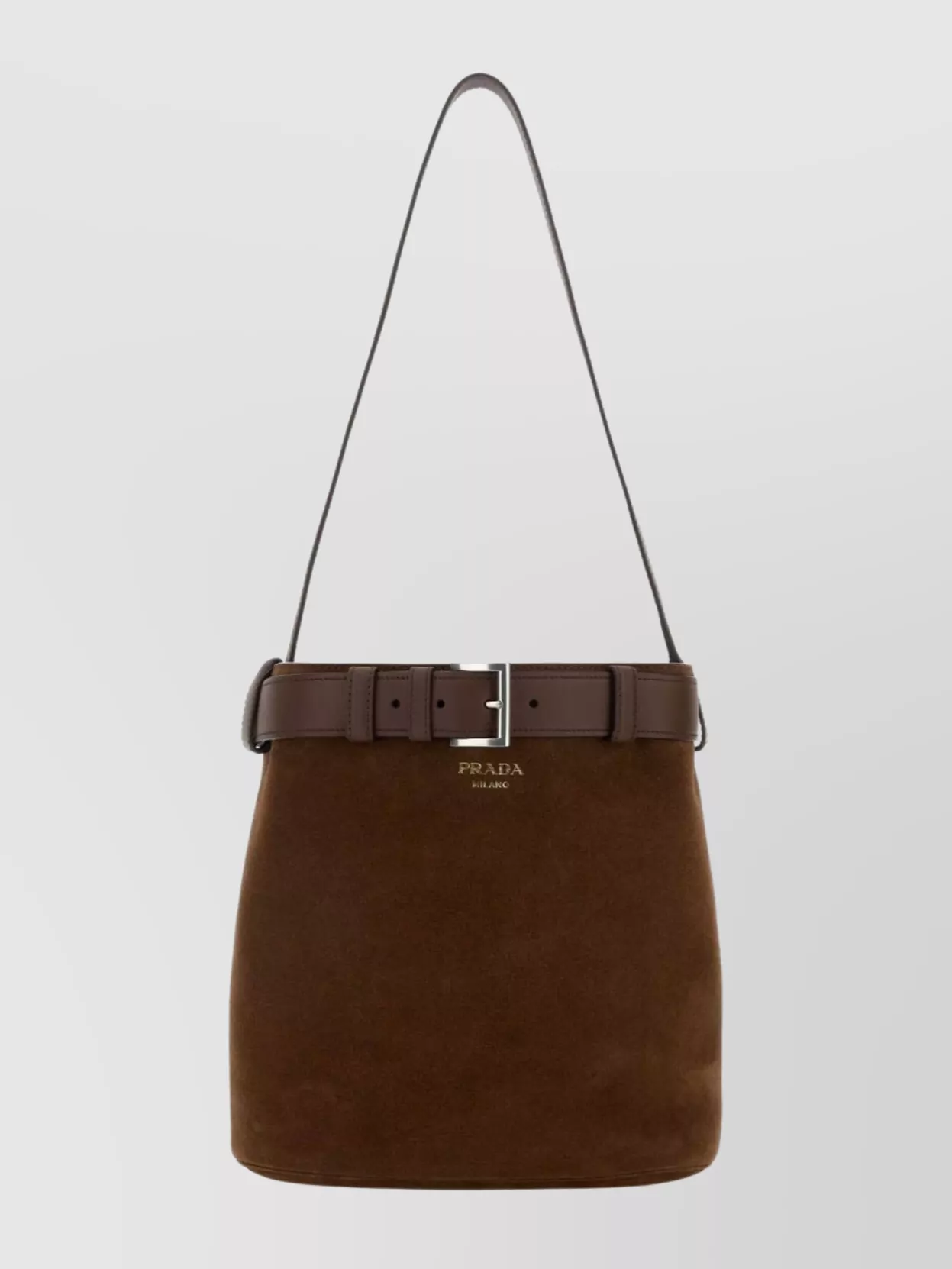 Prada Suede Buckle Cross-body Bag In Brown