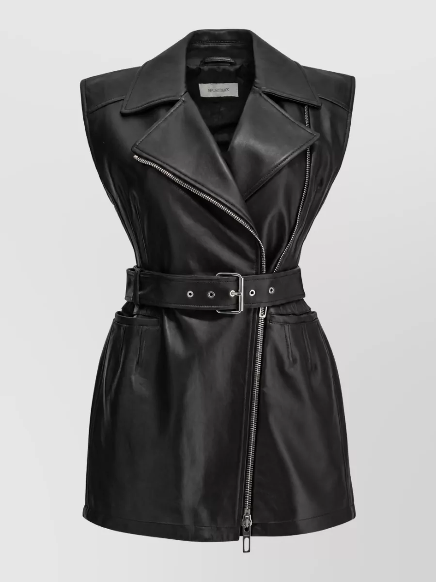 Sportmax Leather Sleeveless Coat