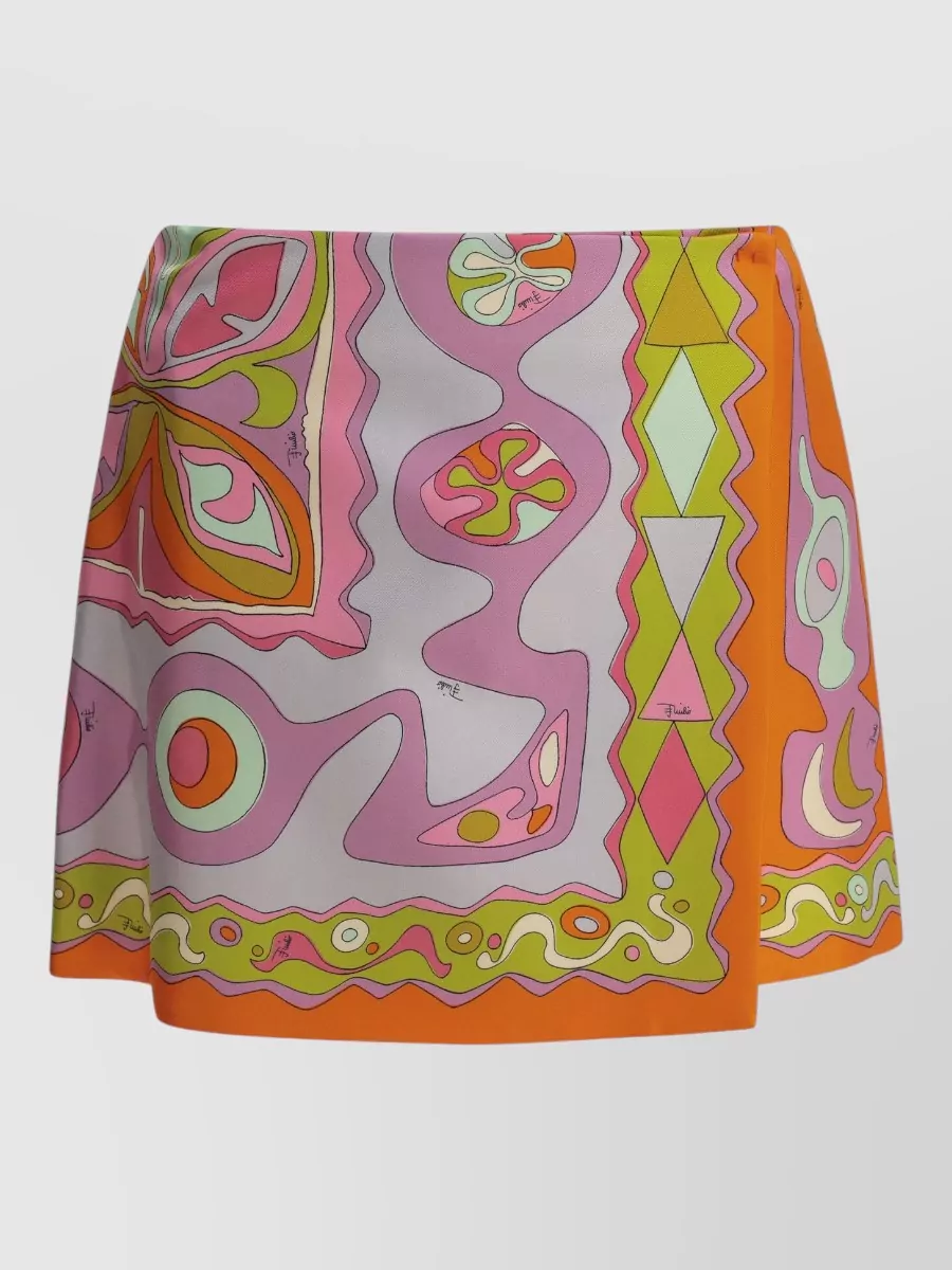 Pucci silk printed wrap mini skirt