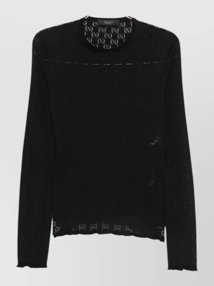 Gucci fine-knit gg-motif crew-neck long-sleeve t-shirt