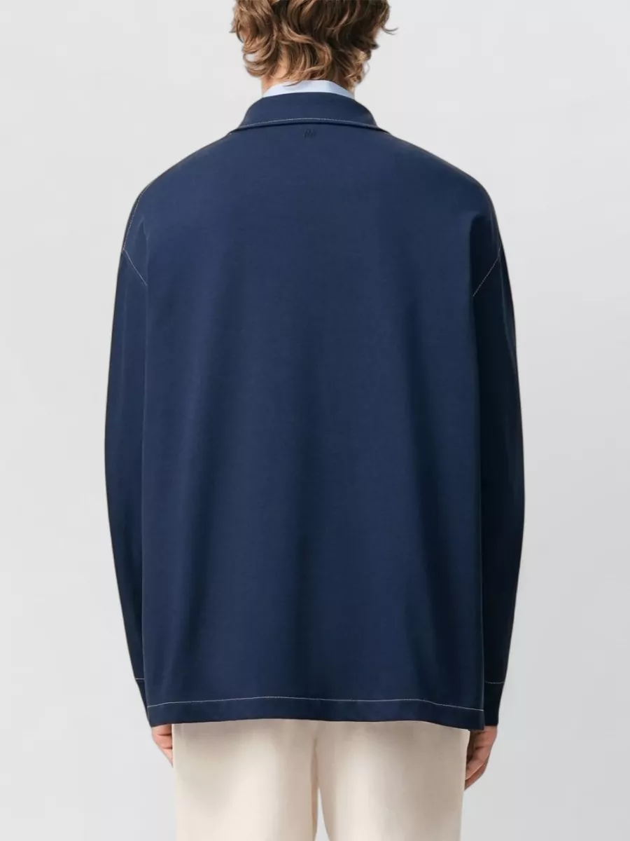Ami Paris Cotton Long-Sleeve Polo Shirt