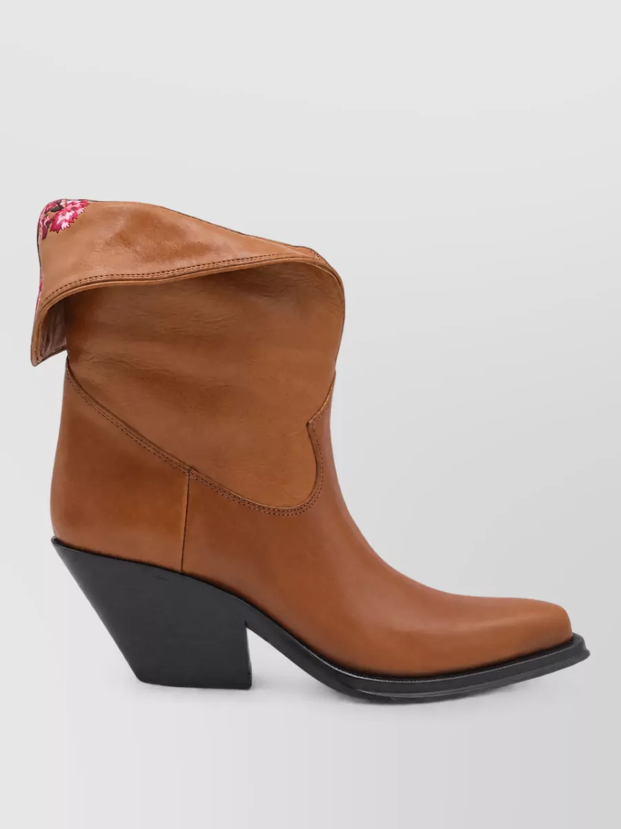 Chloé Leather Western Ankle Boots