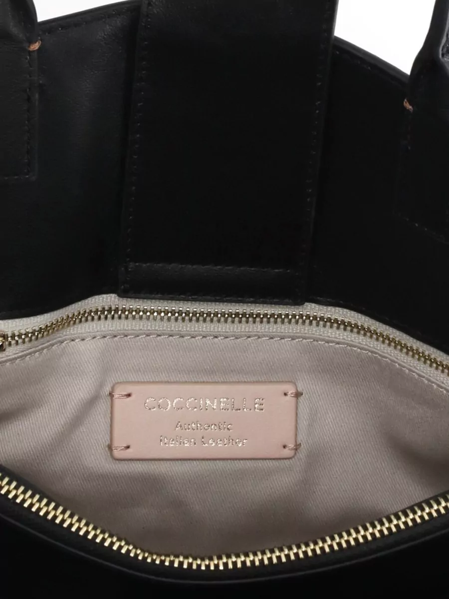 Coccinelle Suede Shoulder Bag Geometric Pattern Hardware