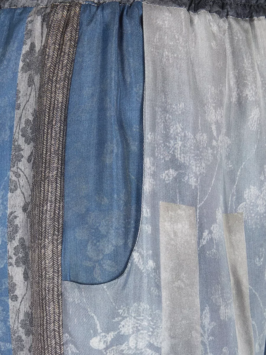 Pierre Louise Mascia Aloe Trousers Elastic Waistband Floral Pattern In Blue