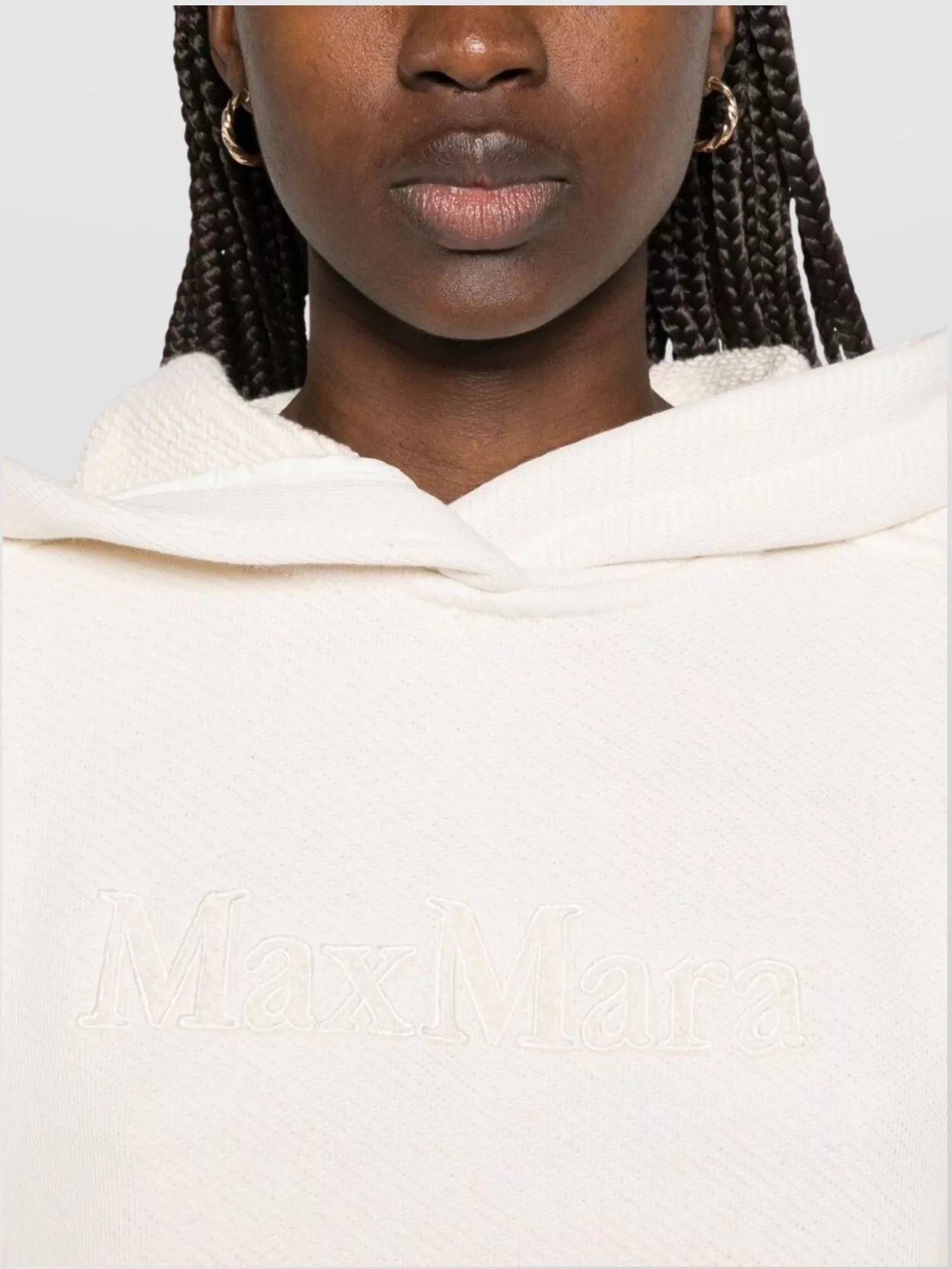 Max Mara Logo Cotton Hoodie With Long Sleeves