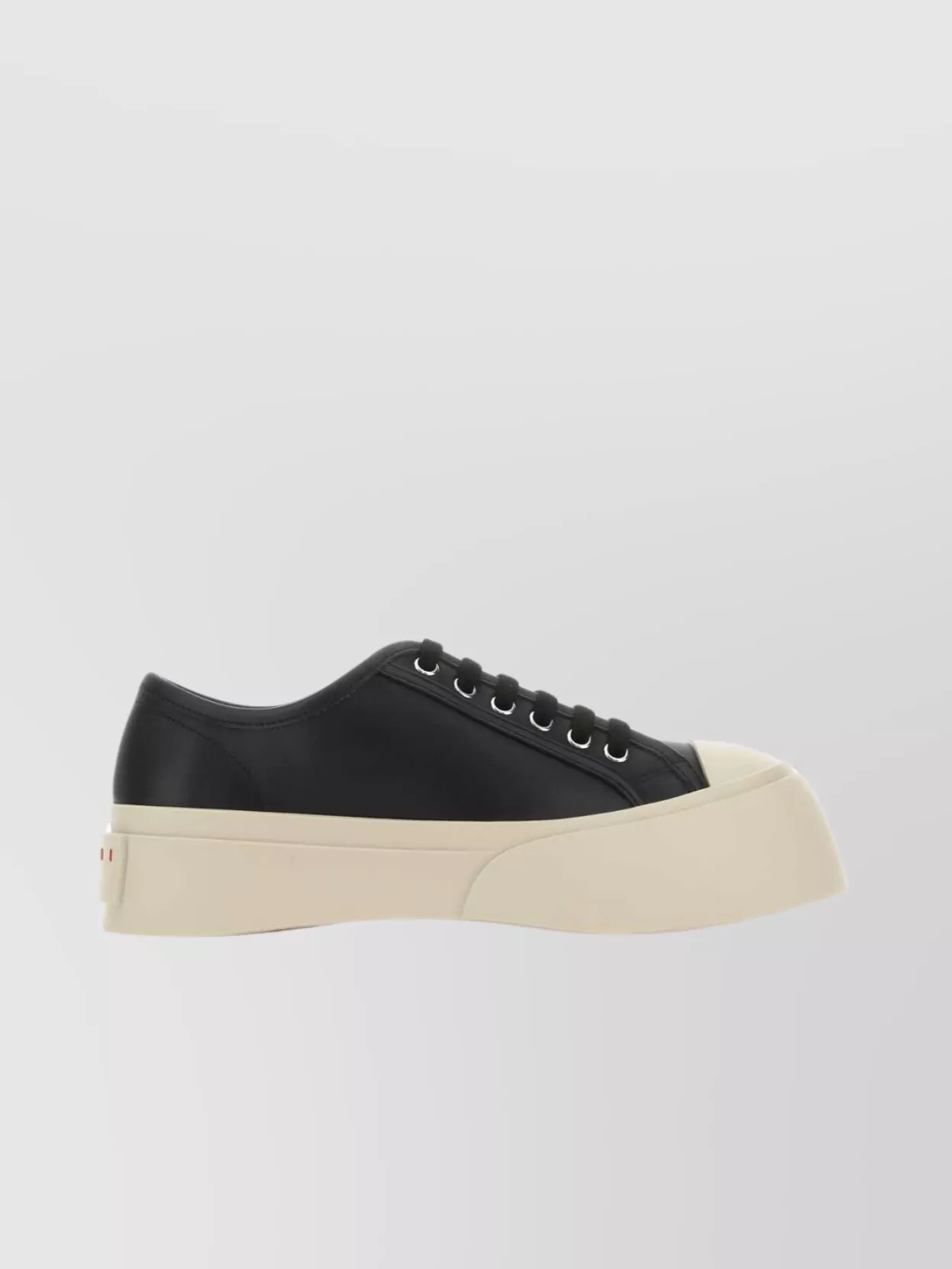 Shop Marni Leather Round Toe Low-top Sneakers In Cream