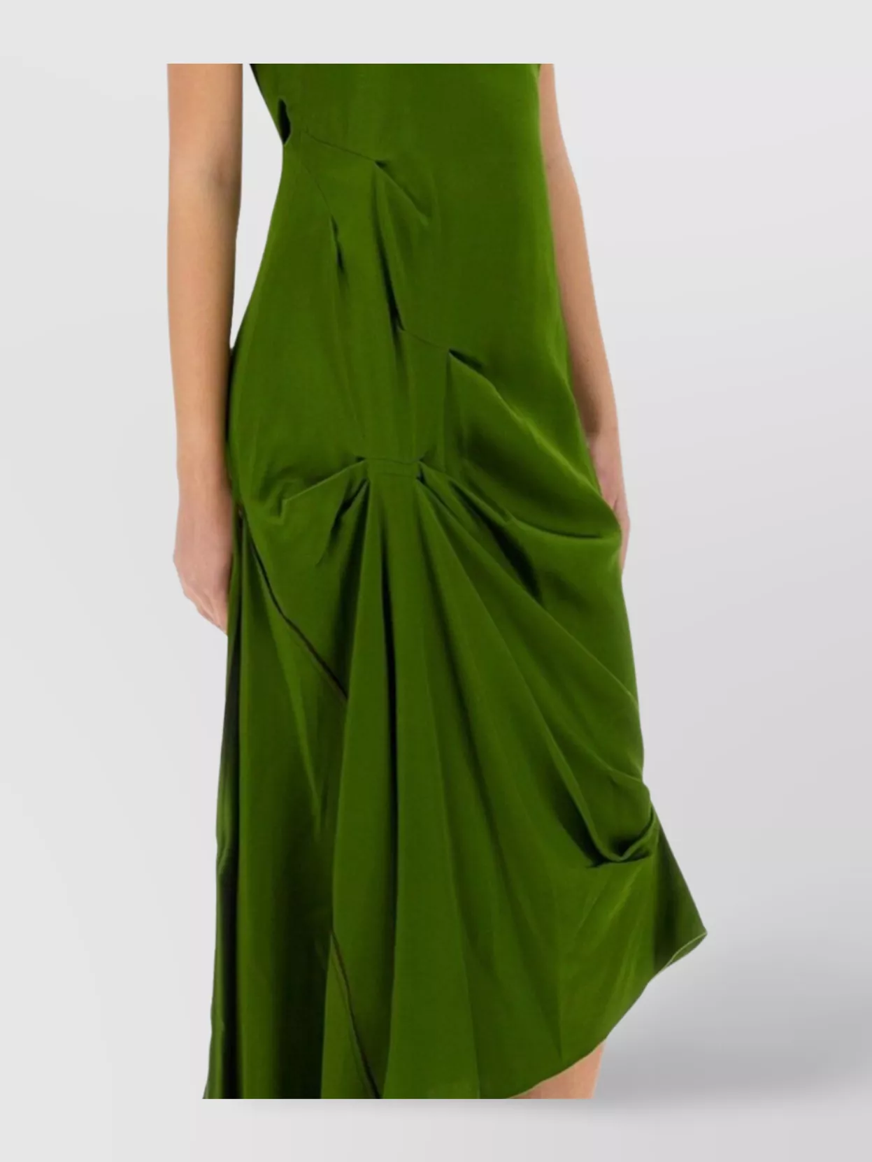 Victoria Beckham Draped Sleeveless Midi Dress With Asymmetric Detailing