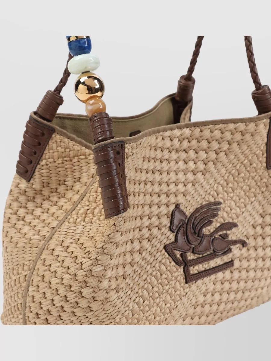 Etro Libra S Raffia Shoulder Bag Beads