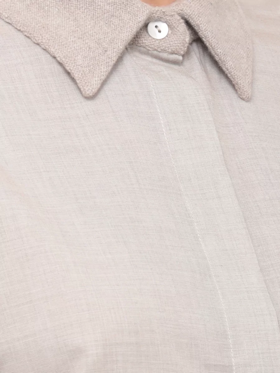 Panicale Cashmere-Collar Long-Sleeve Shirt