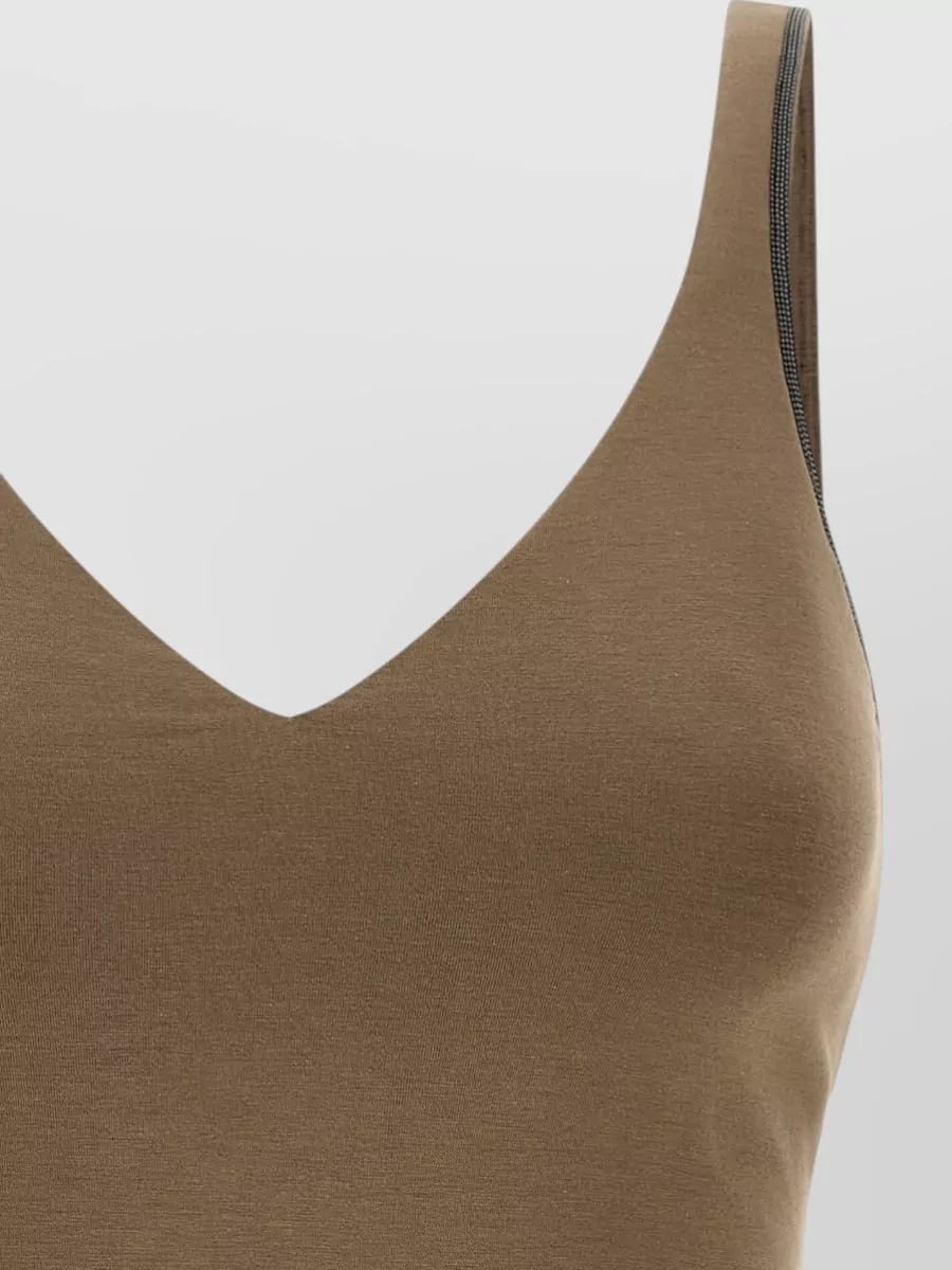 Brunello Cucinelli V Neck Sleeveless Top Featuring Straps