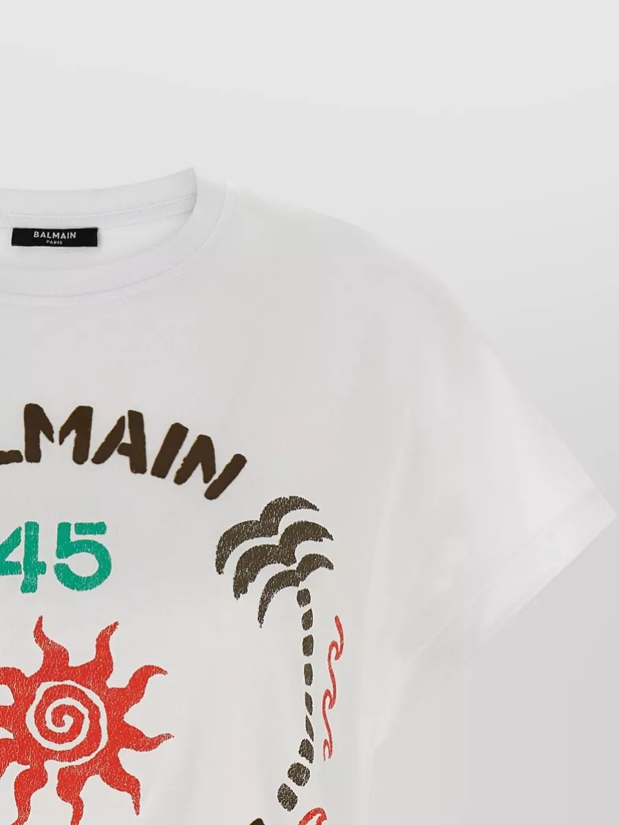 Balmain Ribbed Crewneck Sleeveless Logo-Print T-Shirt