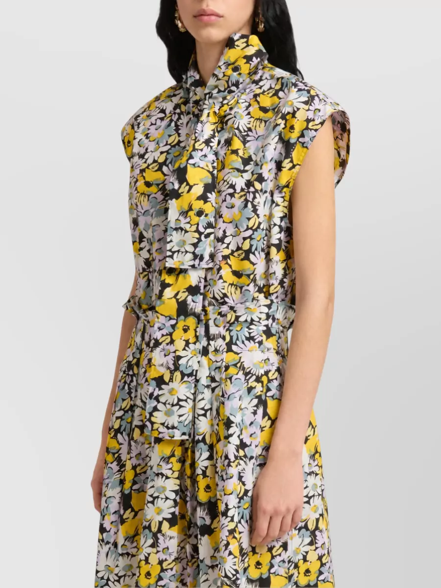 Marni Floral-Print Cotton Sleeveless Top