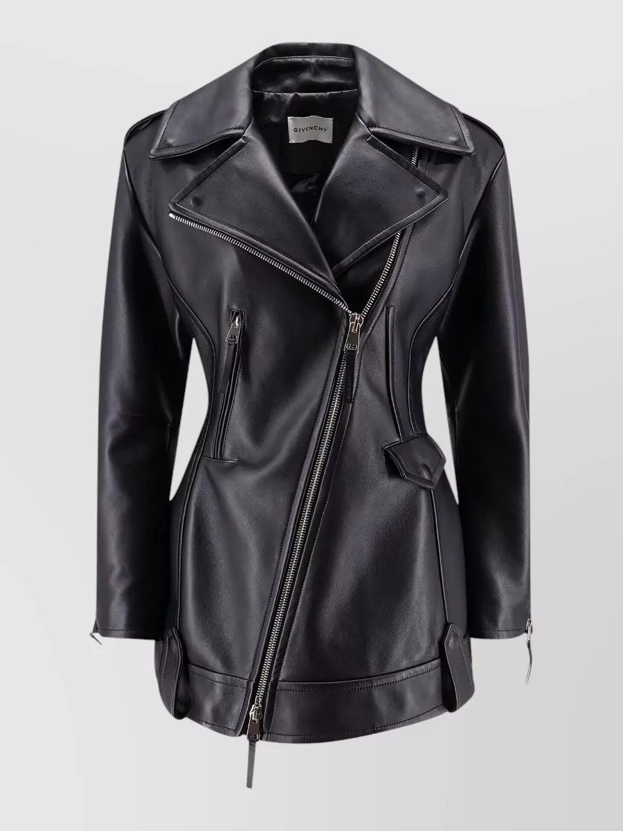 Givenchy Tailored Leather Jacket Featuring Belt In Black
