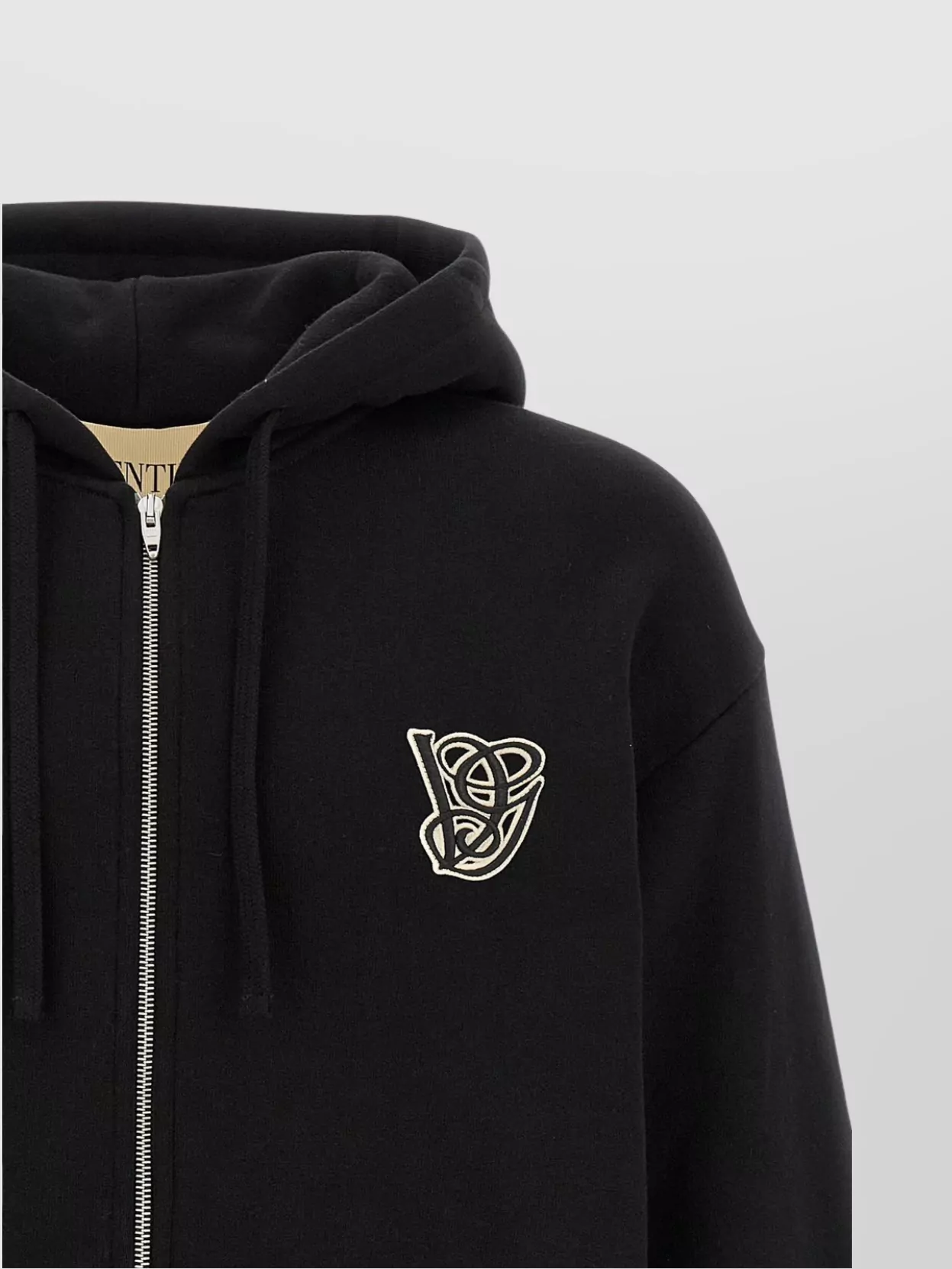 Valentino Garavani Hoodie With Vg Patch And Front Pockets
