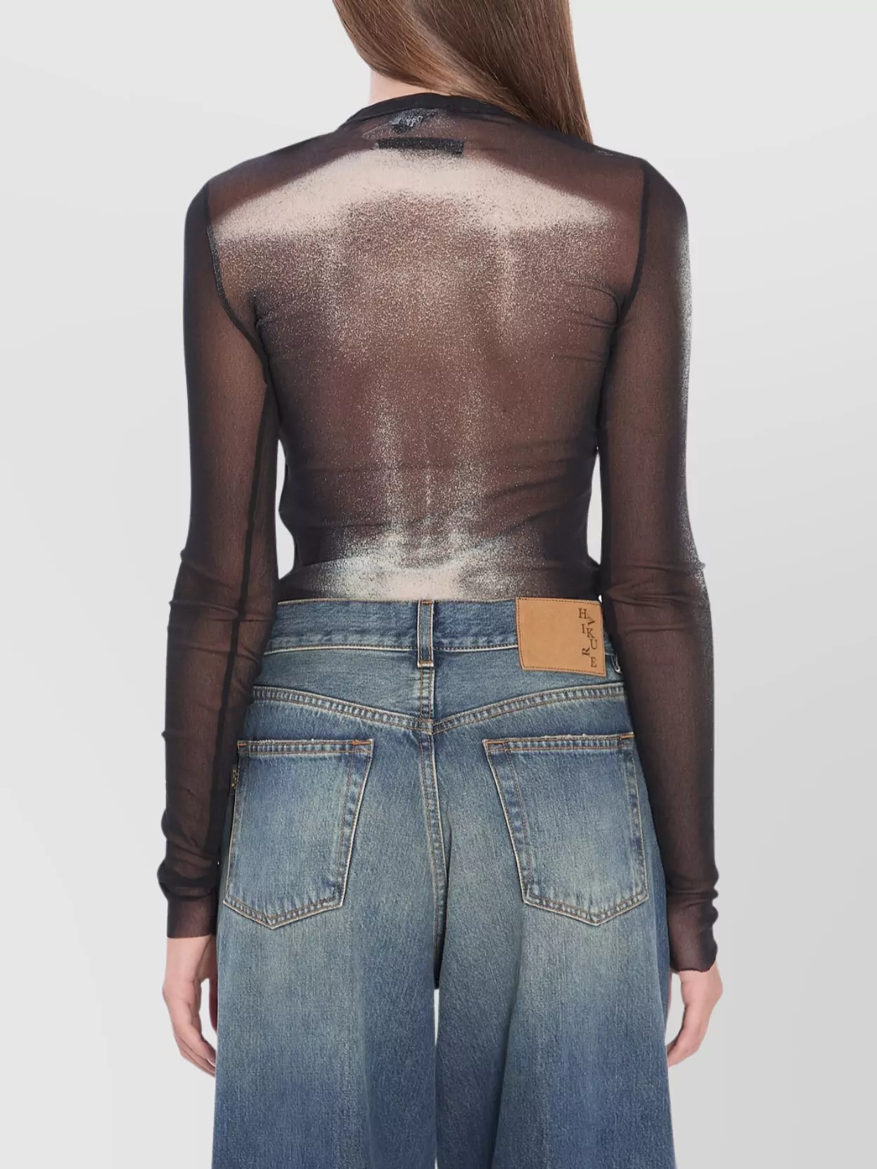 Jean Paul Gaultier Sheer Metallic Body Dust Crew Neck Top