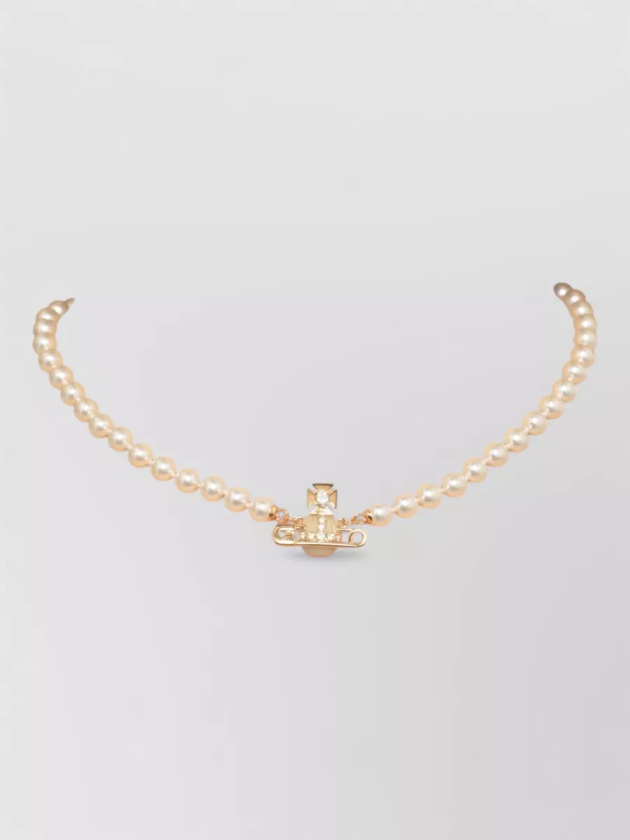 Vivienne Westwood Pearl Bead Necklace Adjustable Length Orb Pendant