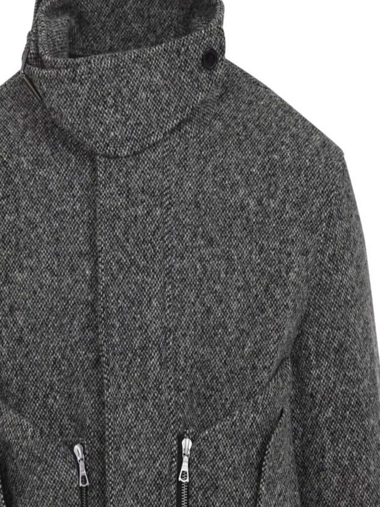 Dries Van Noten Patterned Wool Zip Jacket Front Pockets In Gray