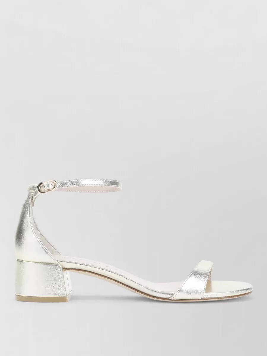 Stuart Weitzman Leather Nudist Block 35 Sandals