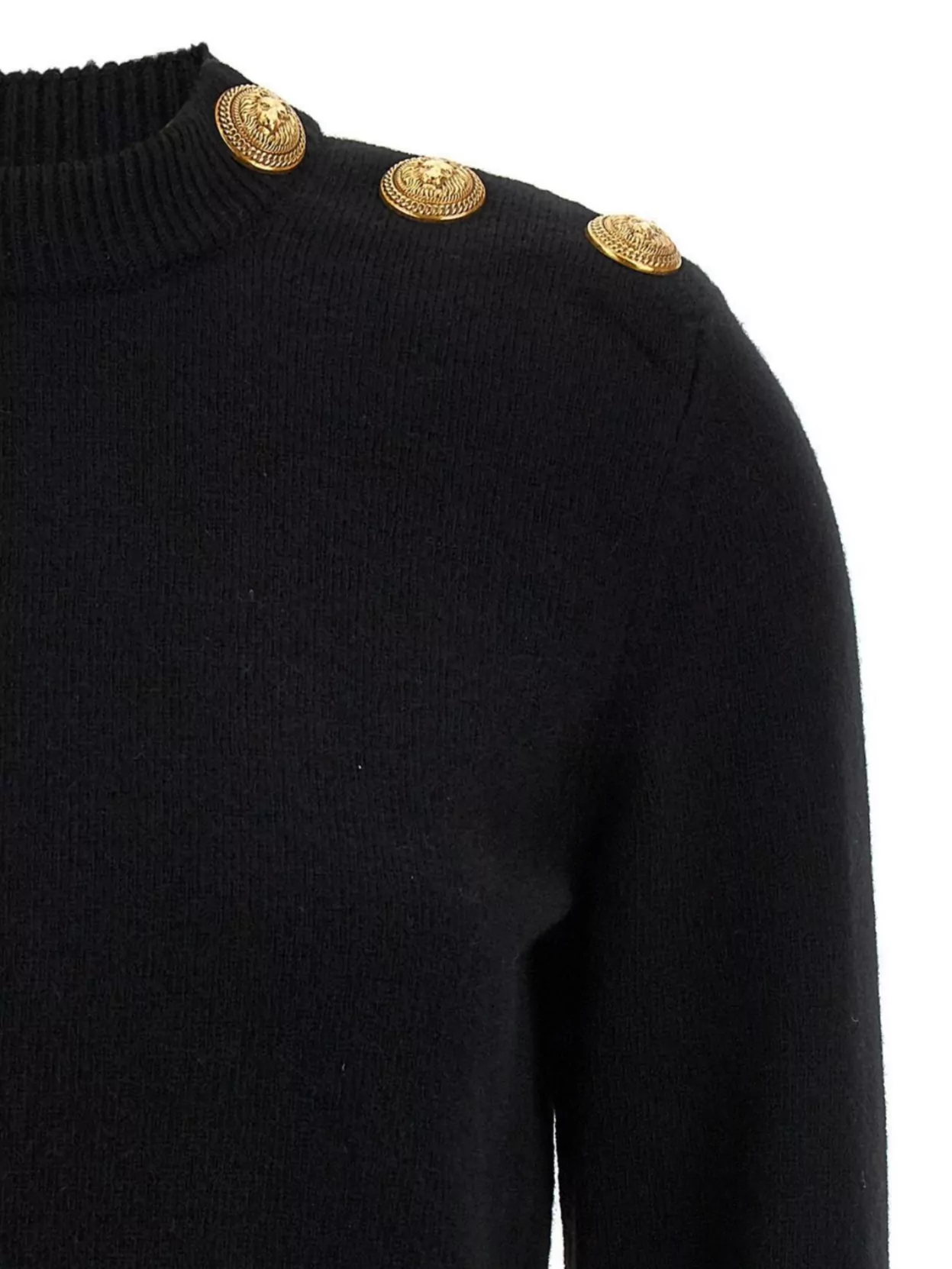 Balmain Eco-cashmere Button Sweater Sweaters And Cardigans Black