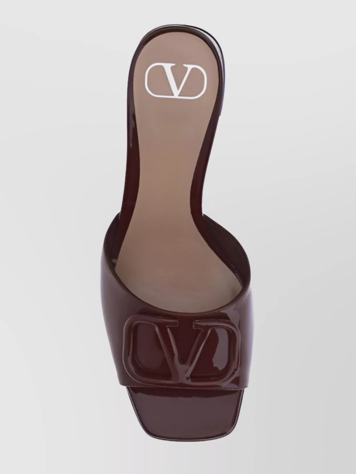 Valentino Garavani Patent Leather Vlogo Slide Sandals With Block Heel