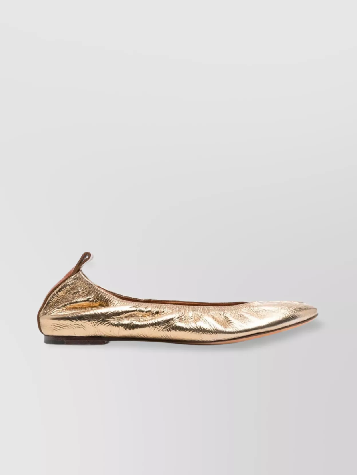 Shop Lanvin Metallic Leather Ballet Flats With Round Toe