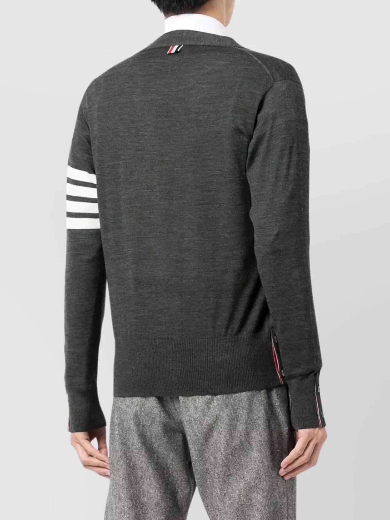 Thom Browne V-Neck Cardigan Merino Wool 4Bar Stripes