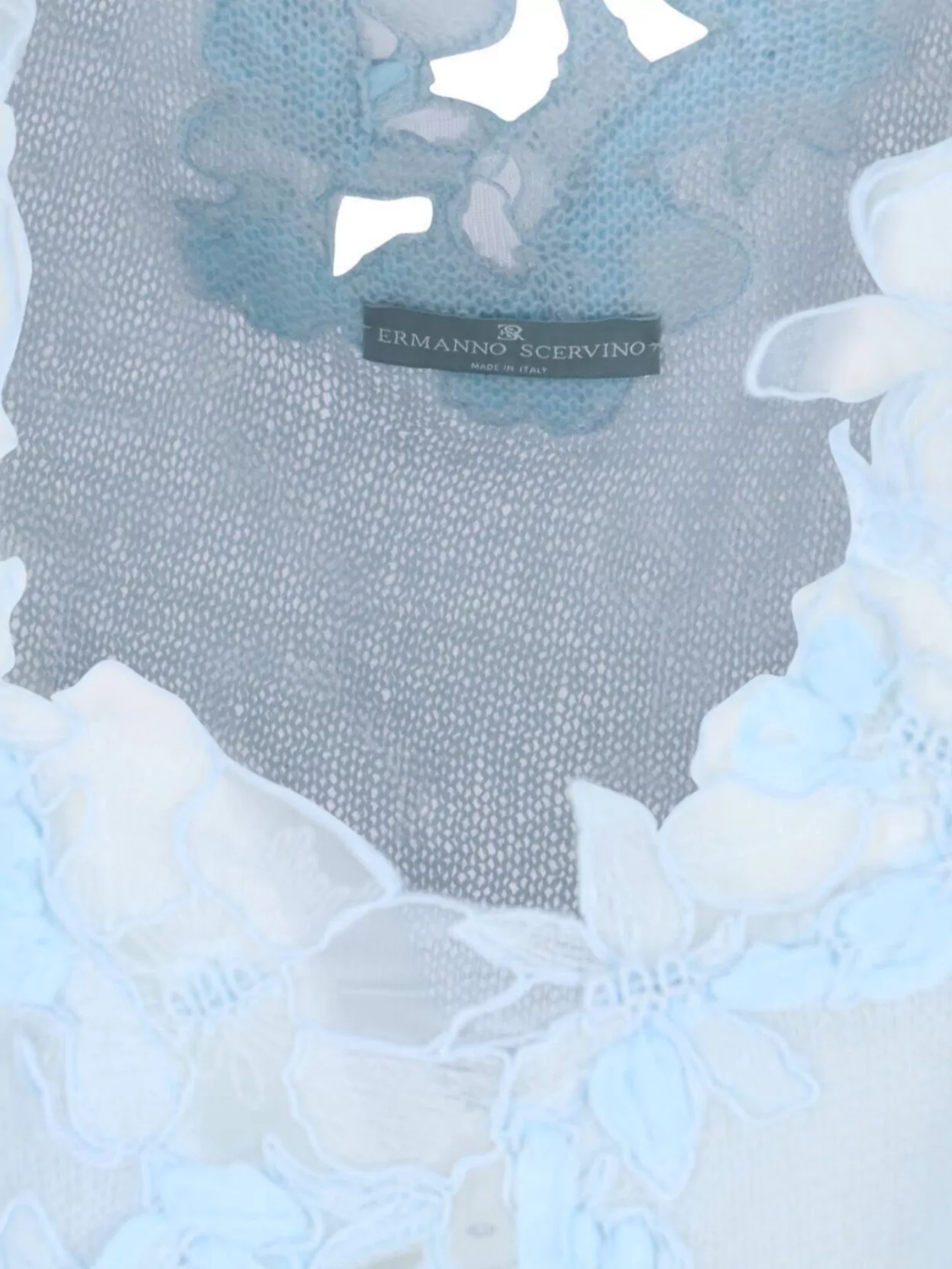 Ermanno Scervino Floral Embellished Sheer Knit Crewneck