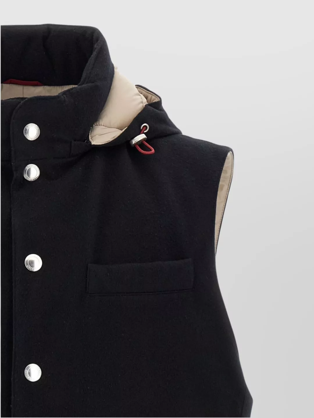 Brunello Cucinelli Wool Vest With Padded Chest And Hood
