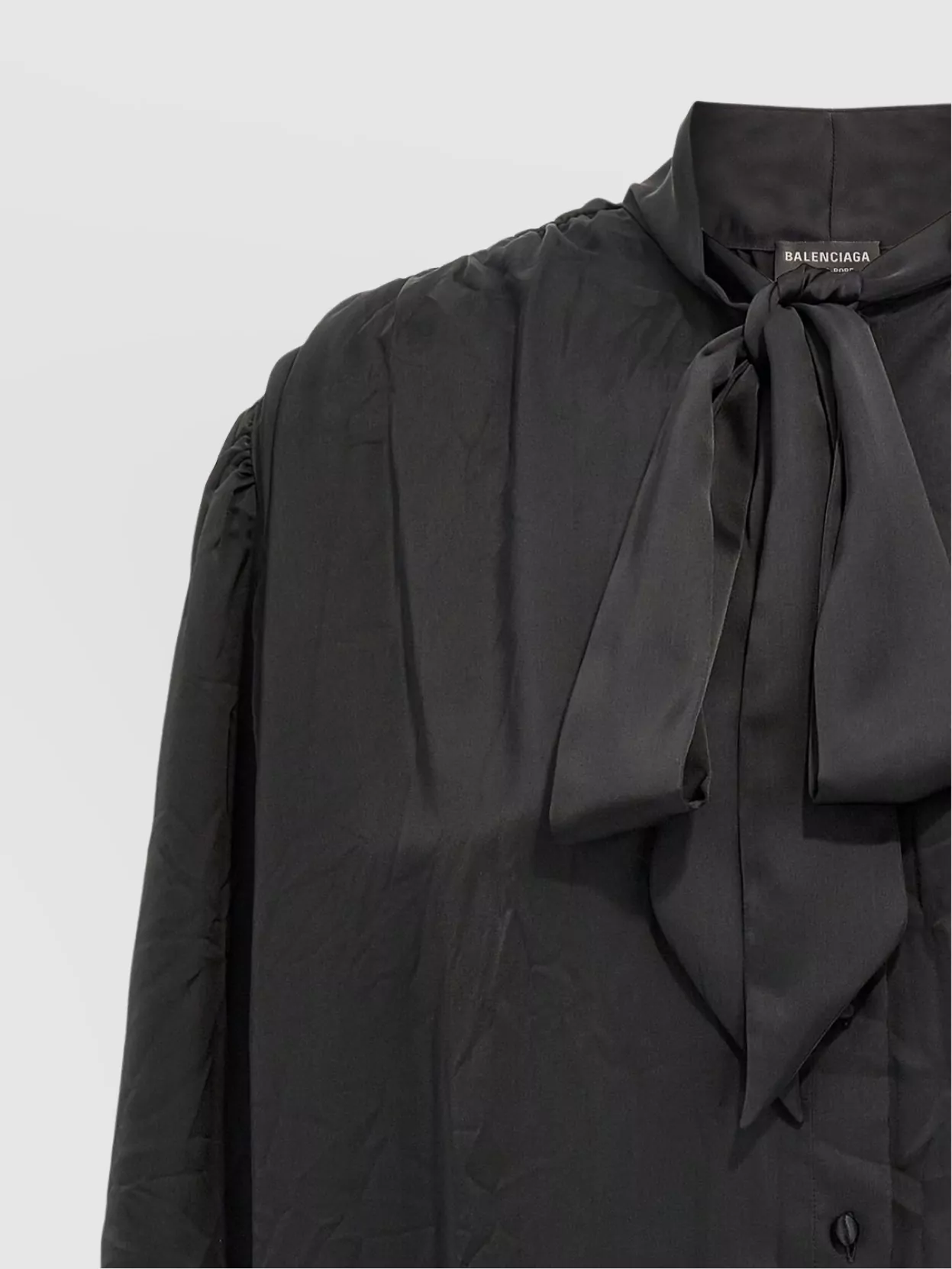 Balenciaga 'Tie Neck Cuffed Sleeve Gathered Shoulder Shirt'