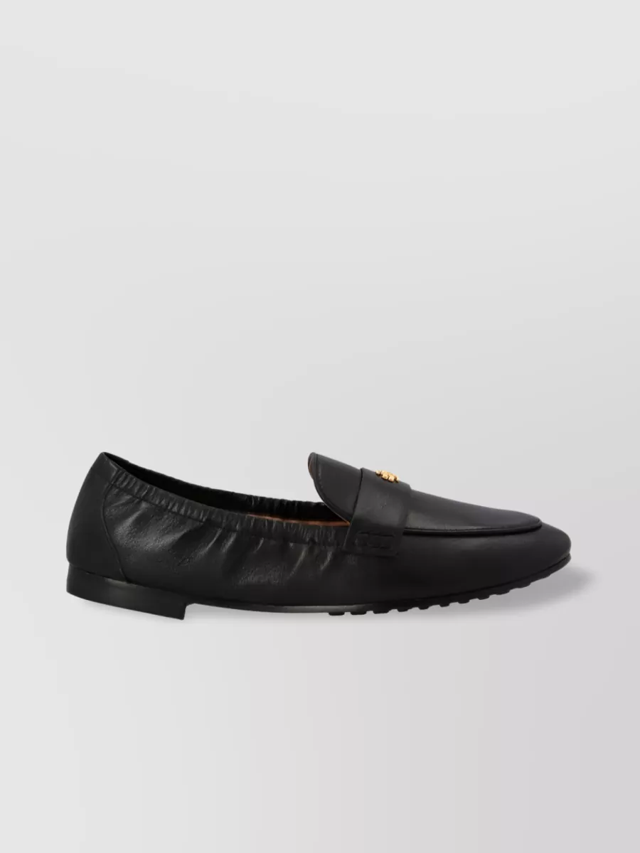 Shop Tory Burch Almond Toe Loafer With Vamp Strap In Black