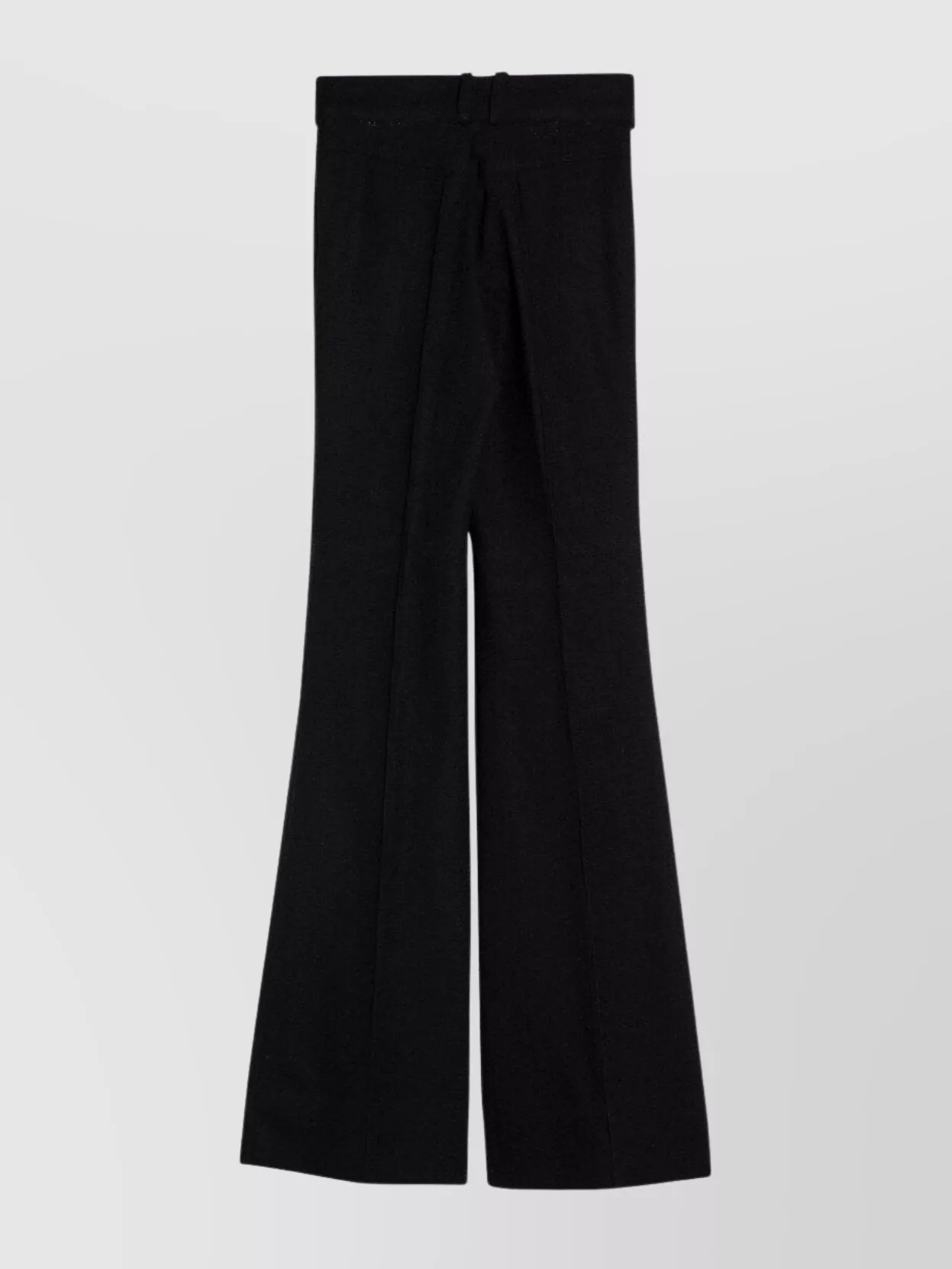 Patou Flared Wool Blend Bell Bottom Trousers In Black