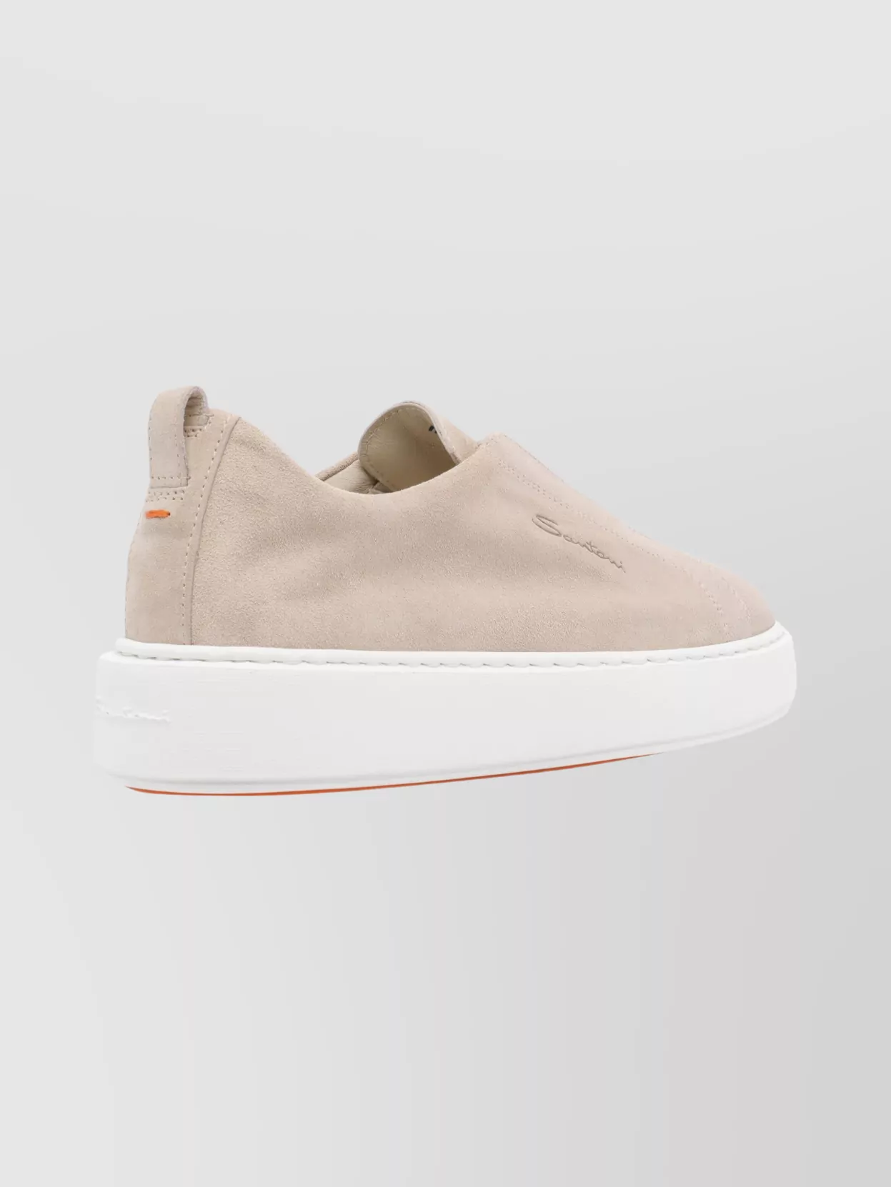 Santoni Leather Sneakers With Suede Finish And Contrast Sole In Neutral