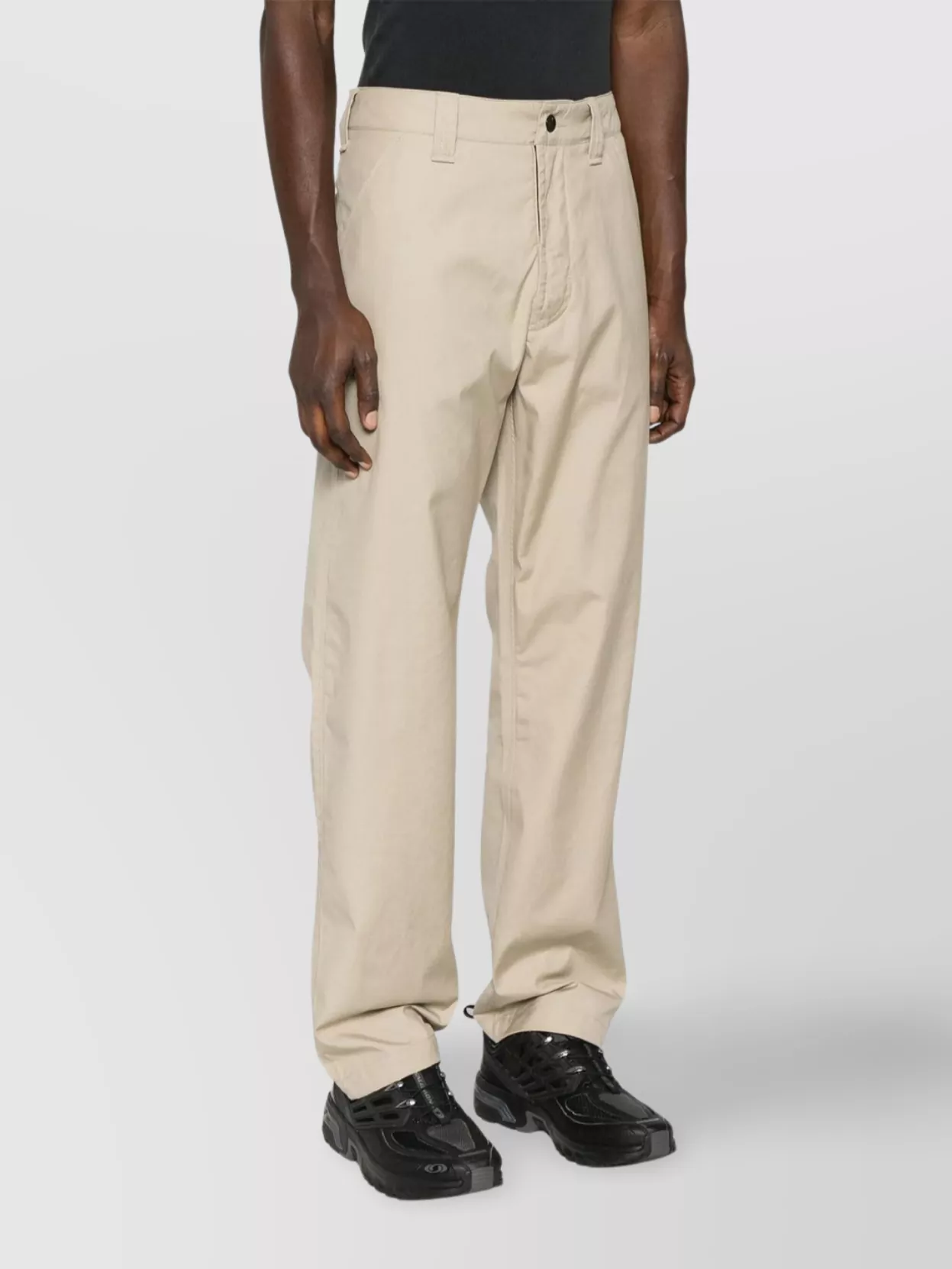 Stone Island Straight Leg Trousers With Buttoned Back Pockets