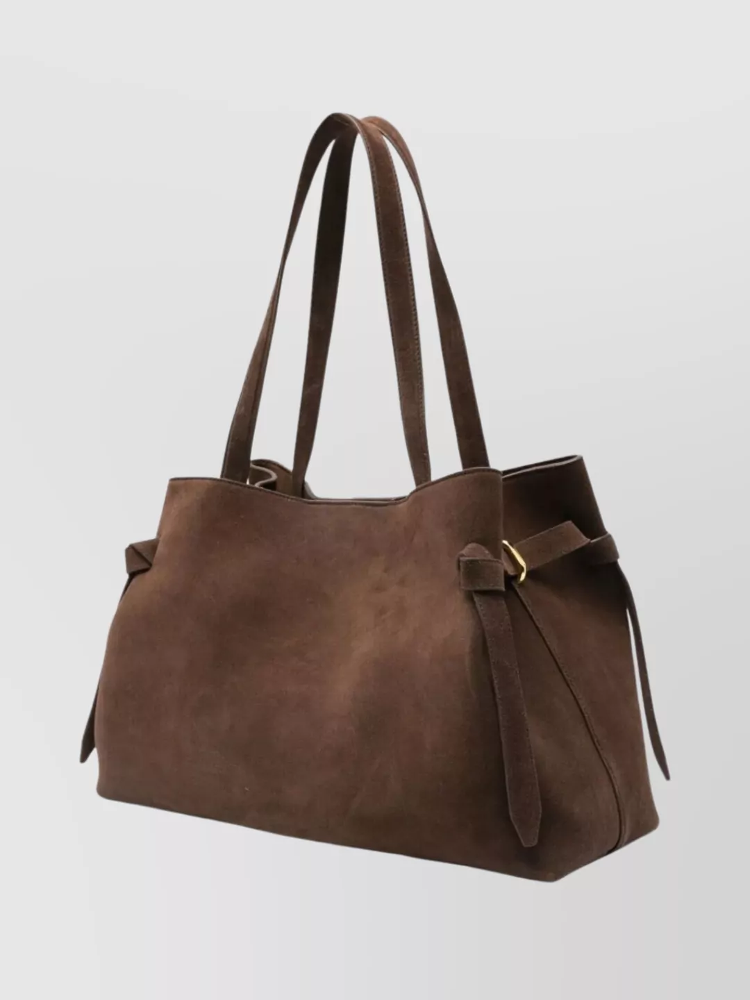 Yuzefi Suede Tote Bag Featuring Knot Handles In Brown