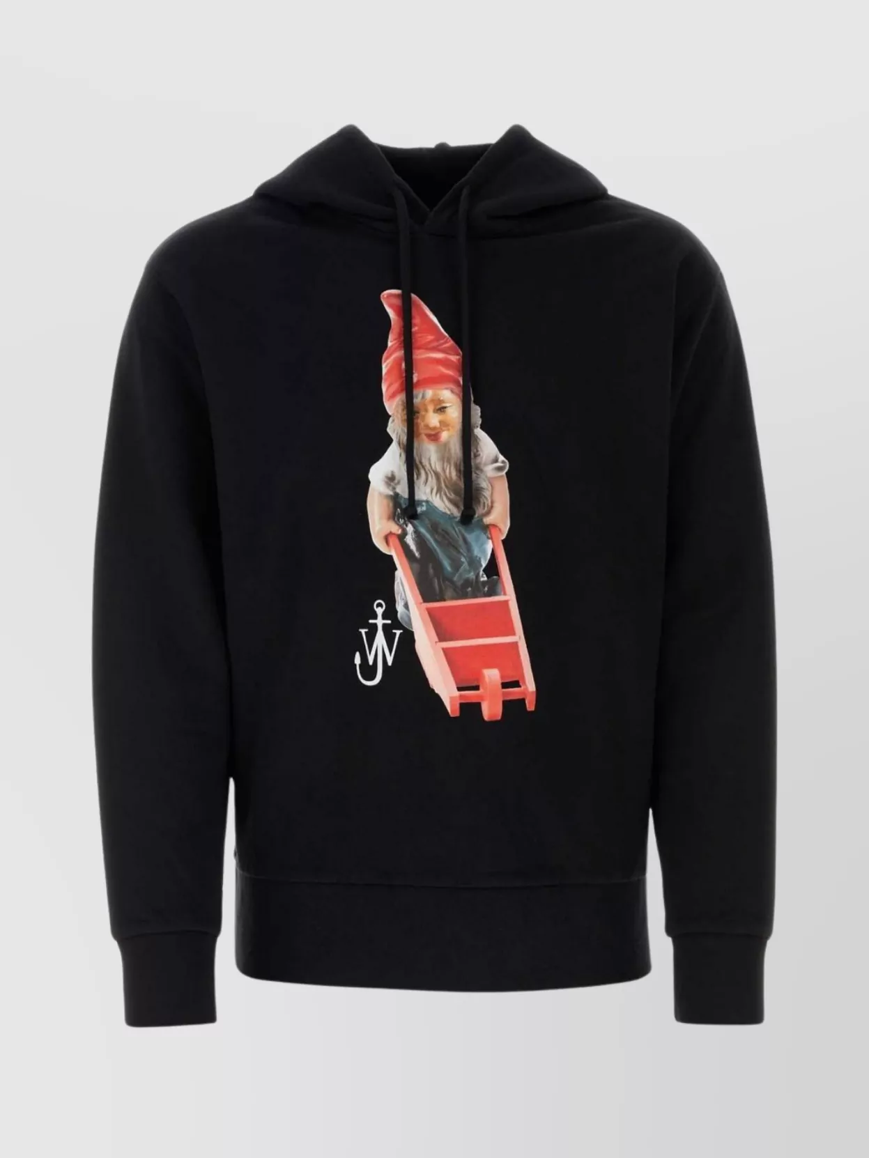 Shop Jw Anderson Gnome Hooded Graphic Print Cotton Sweatshirt In Black