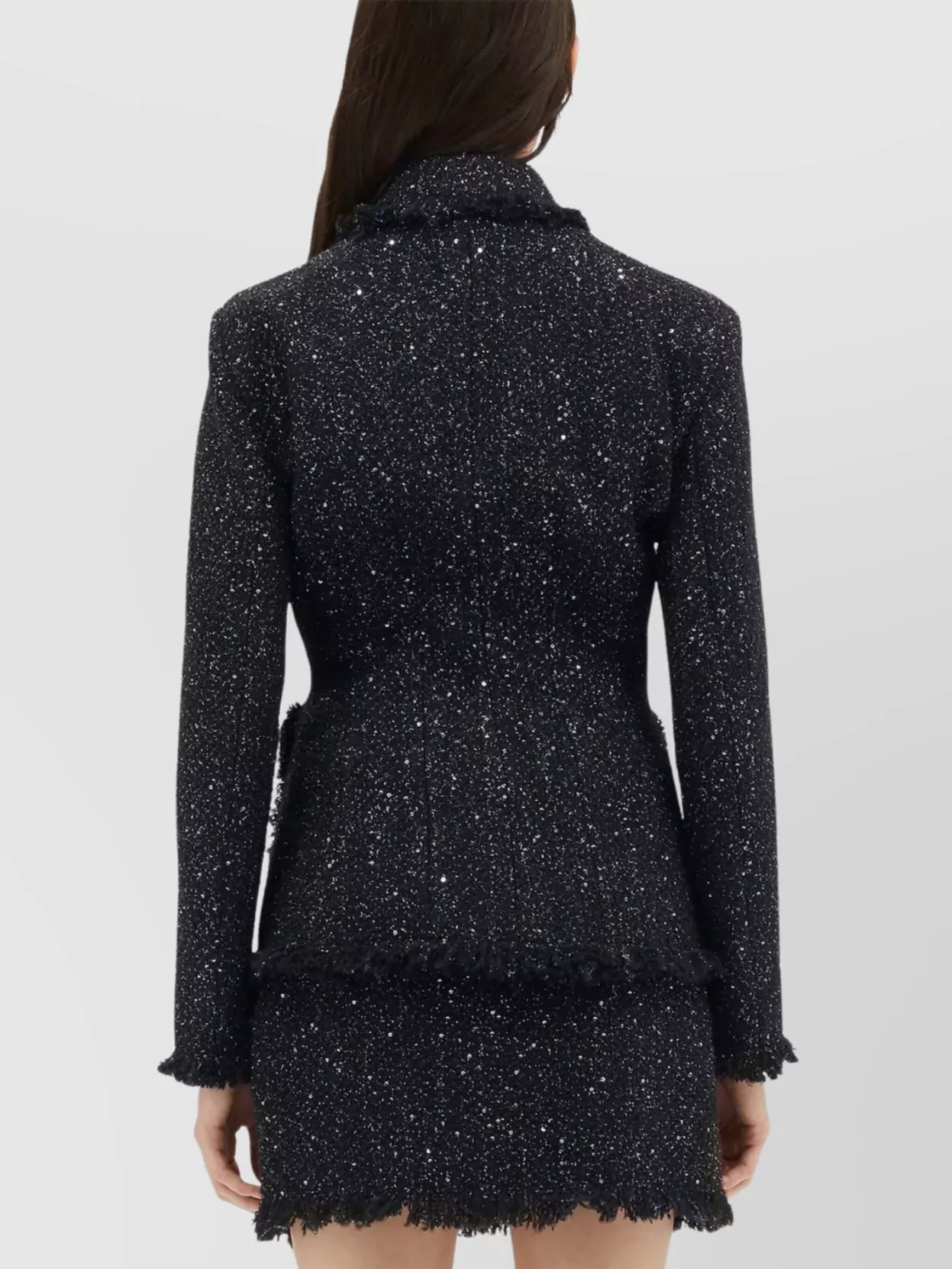 Msgm Fringed Lapel Jacket Textured Fabric