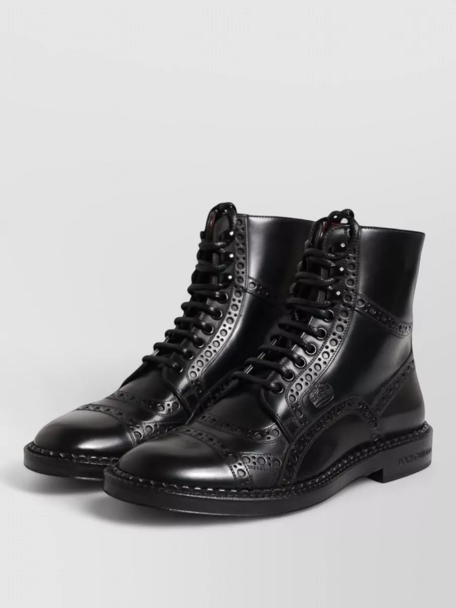Dolce&Gabbana Leather Lace-Up Brogue Ankle Boots
