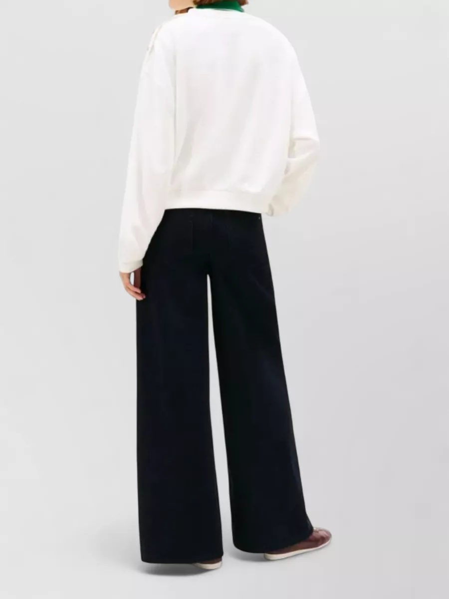 Tommy Hilfiger Script Terry Sweatshirt Gold Button Detail