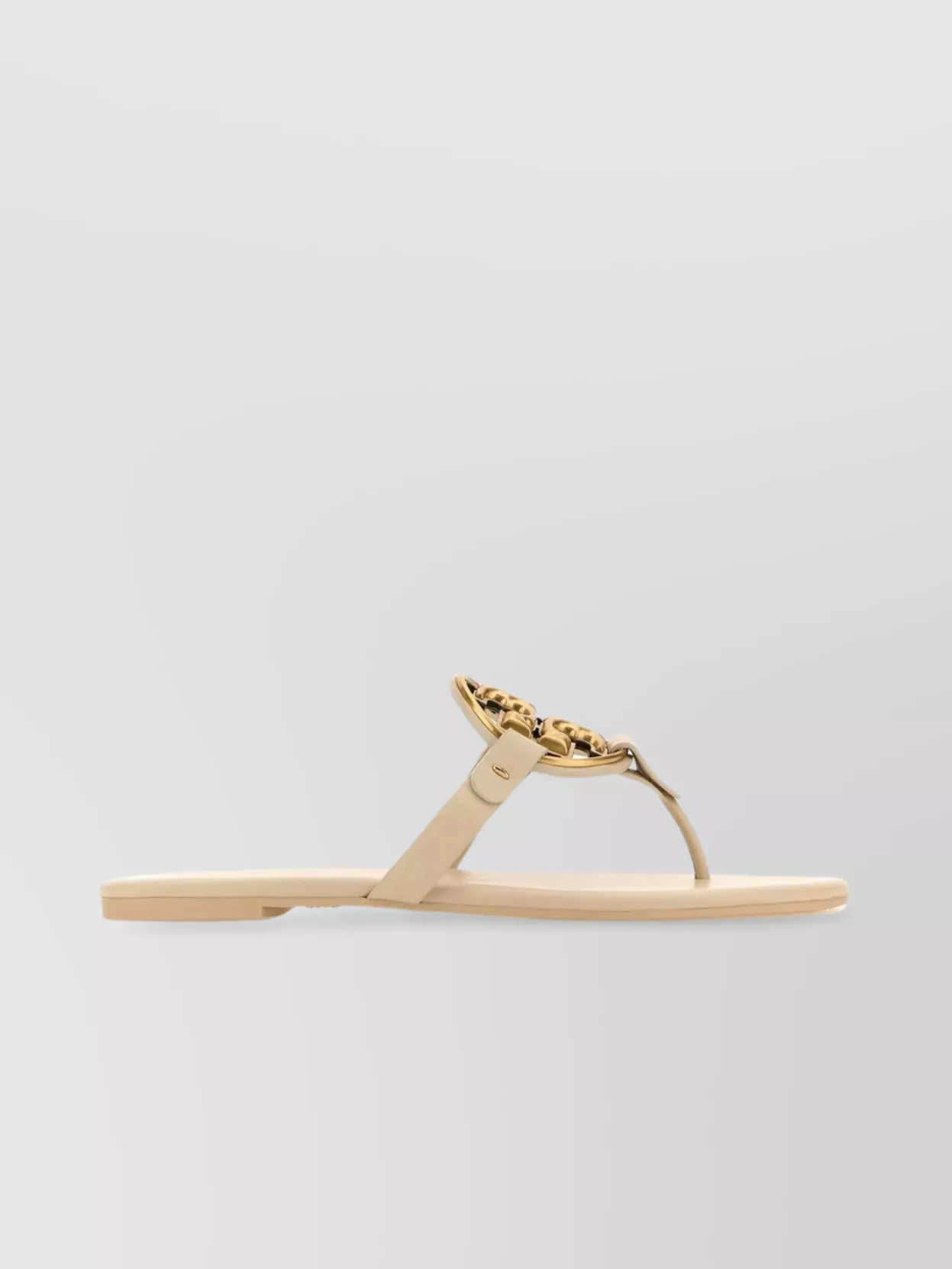 Shop Tory Burch Miller Leather Thong Sandals In Cream