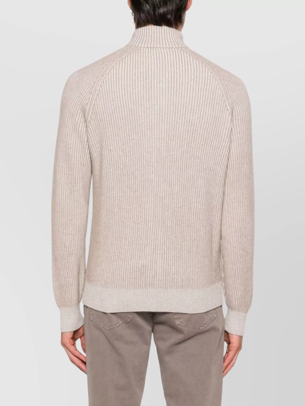 Brunello Cucinelli Cashmere High Neck Zip-Up Cardigan With Ribbed Knit