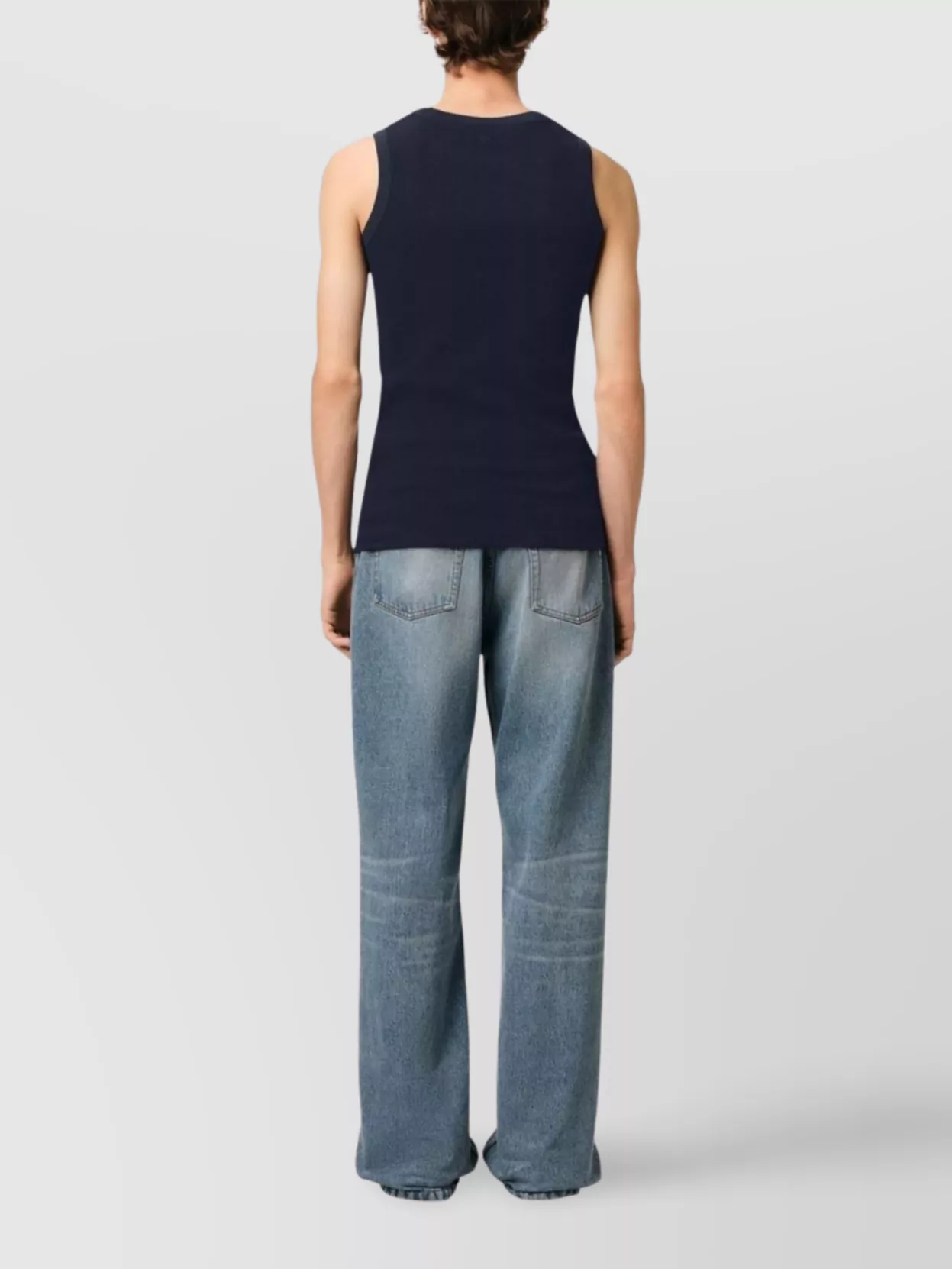Ami Paris Crew Neck Ribbed Texture Sleeveless Vest
