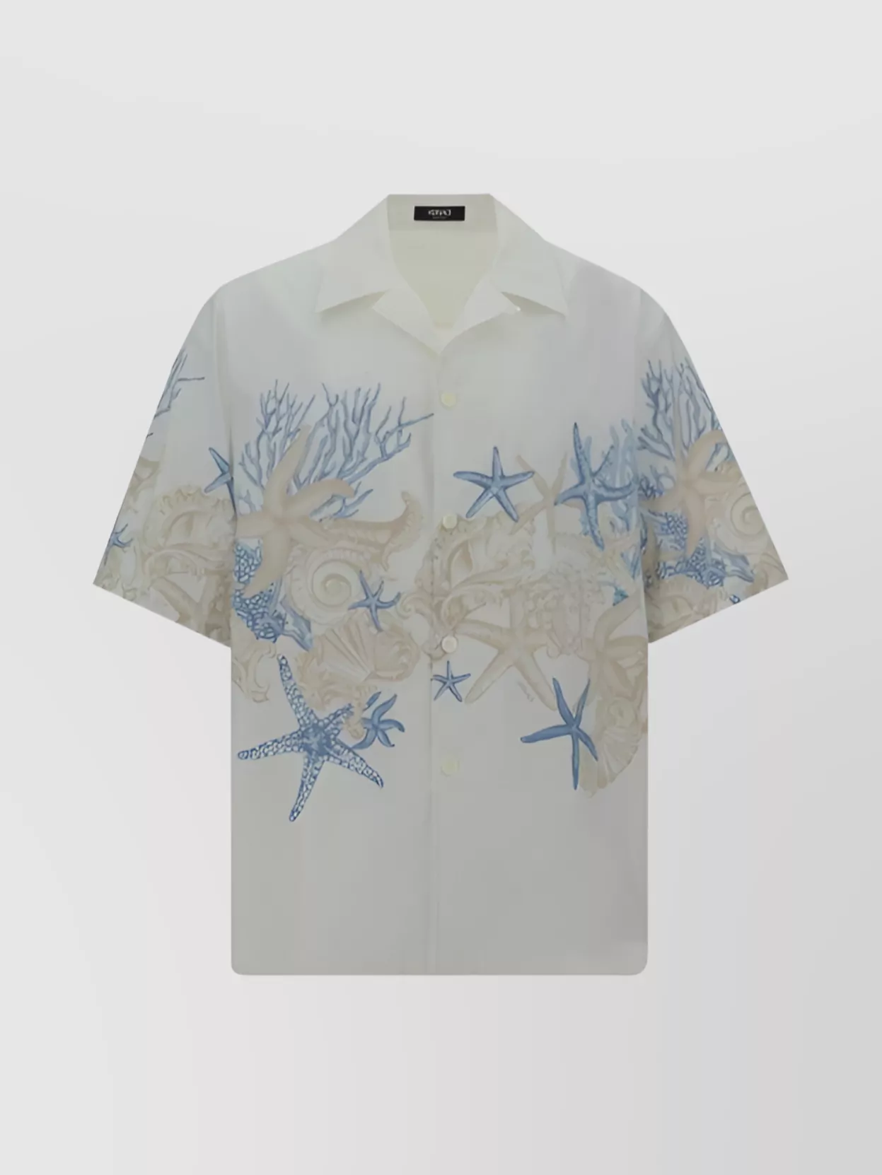 Versace Printed Cuban Collar Short-sleeved Shirt In Multi
