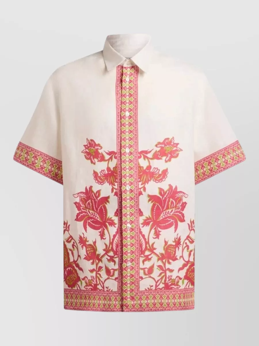 Etro linen oversized floral print short sleeve shirt