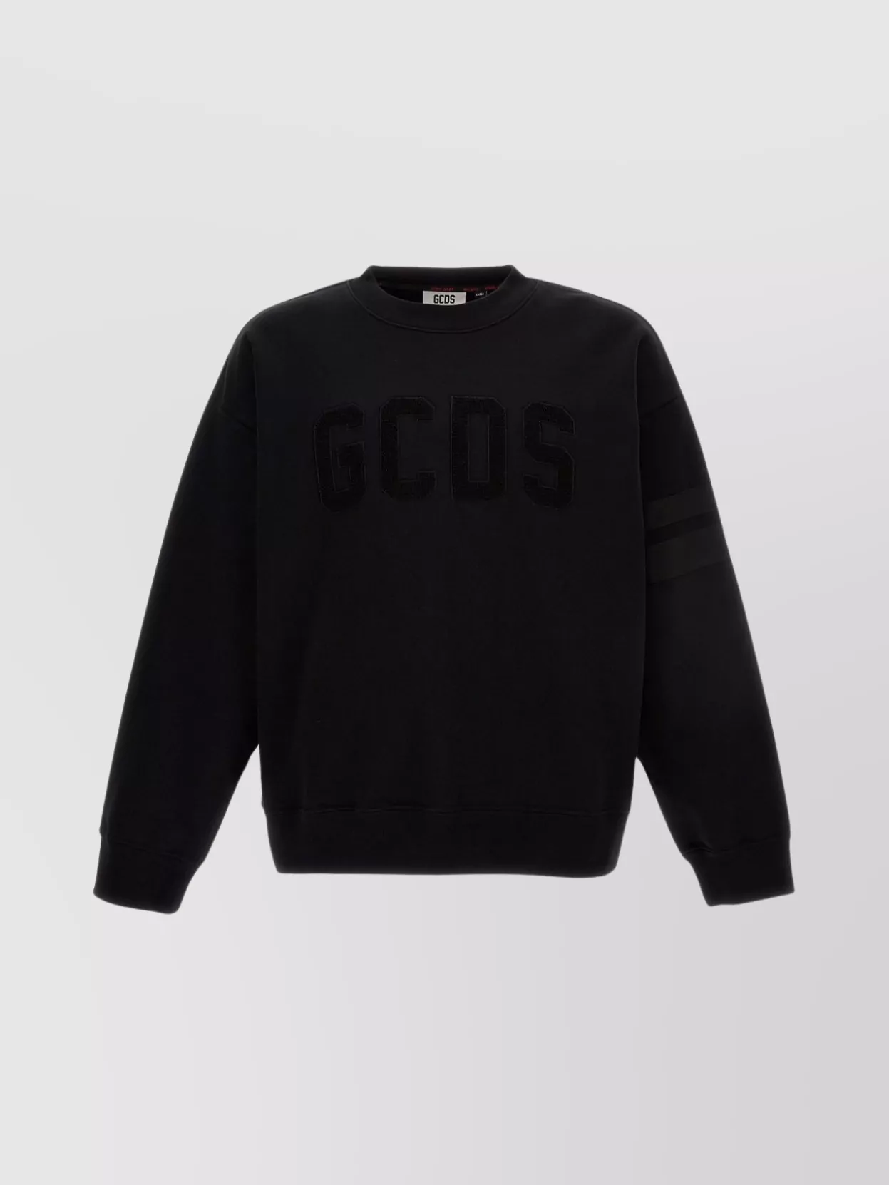 Shop Gcds Logo Crew Neck Sweatshirt With Striped Detail